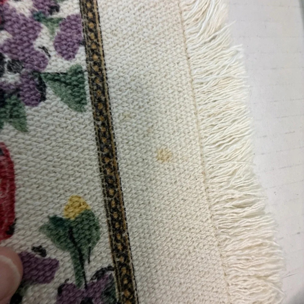Vintage Stevens Linen Placemats Napkins Set 5, Floral Cottagecore Fringed USA